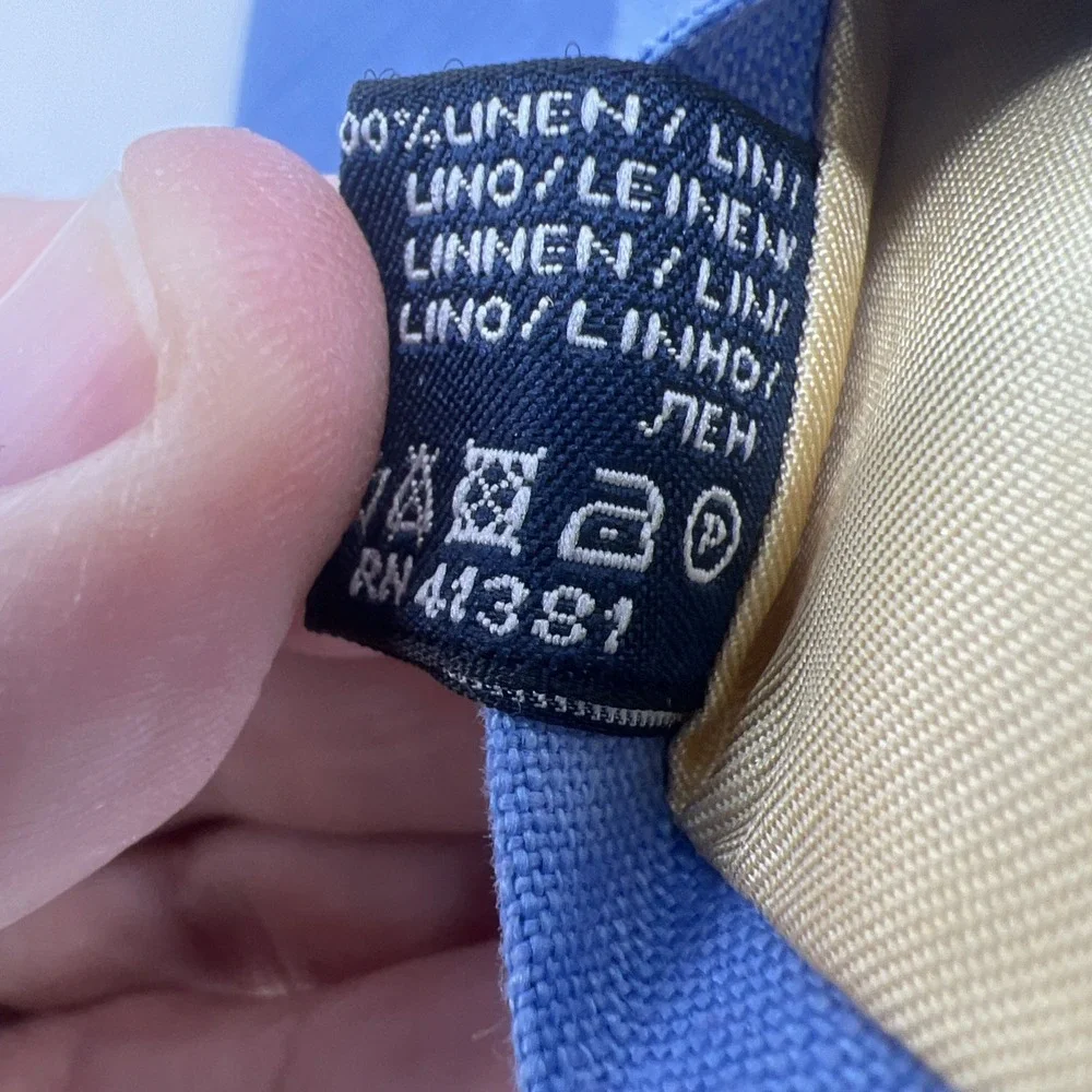 VTG Polo Ralph Lauren 100% Linen Blue Big Pony Tie Hand Made In Italy